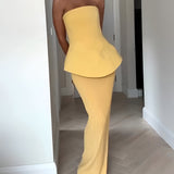Women's Maxi Dress Strapless Peplum - Formal Event