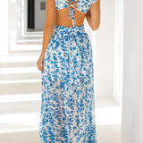 Women's Maxi Dress Ruffle Shoulder - Vacation Beach Party
