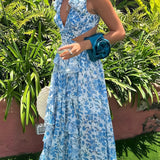 Women's Maxi Dress Ruffle Shoulder - Vacation Beach Party