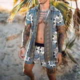 Men's Shirt and Shorts Set Printed Short Sleeve - Beach Wear