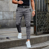 Men's Slim Fit Plaid Trousers Tapered Fit - Smart Casual Wear