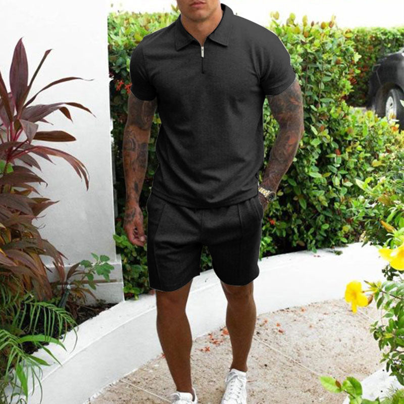Men's Polo Shirt And Shorts Set Slim Fit Two-Piece - Casual Summer Wear