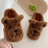 Women's Plush Bear Design Slip-On Slippers - Indoor Wear