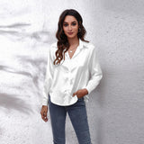 Women's Button-Down Satin Shirt - Office Wear