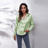 Women's Button-Down Satin Shirt - Office Wear