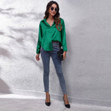 Women's Button-Down Satin Shirt - Office Wear