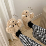 Women's Plush Bear Design Slip-On Slippers - Indoor Wear