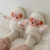Women's Plush Bear Design Slip-On Slippers - Indoor Wear
