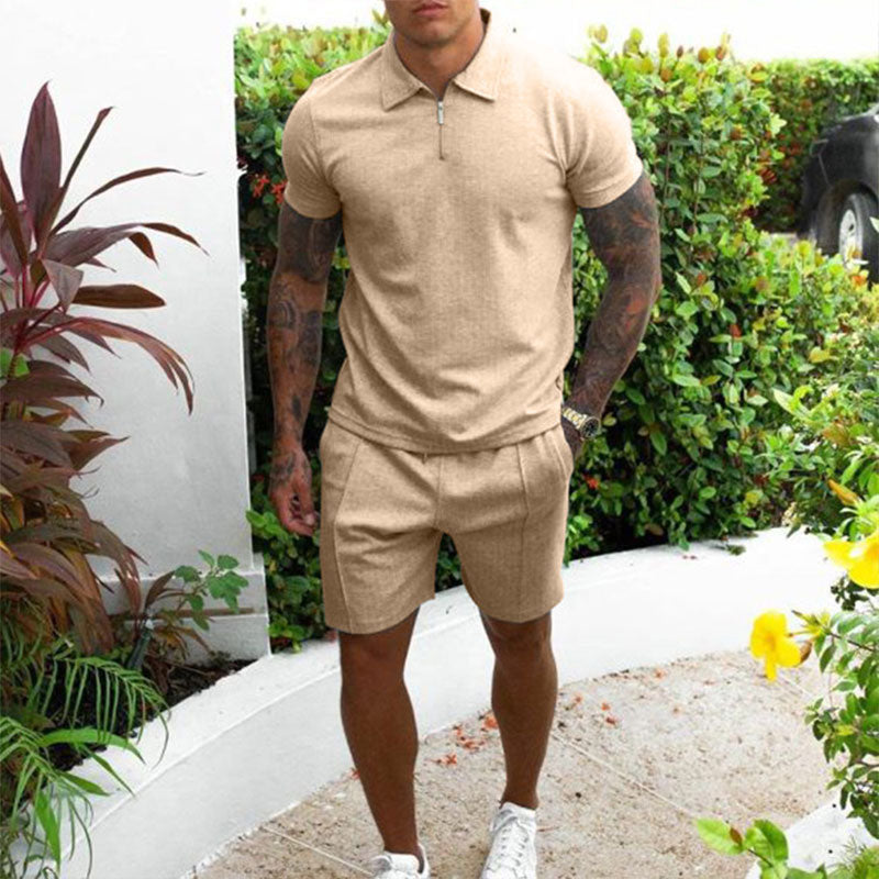 Men's Polo Shirt And Shorts Set Slim Fit Two-Piece - Casual Summer Wear