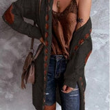 Women's Longline Knit Cardigan Chunky Cable Knit Open Front - Casual Wear