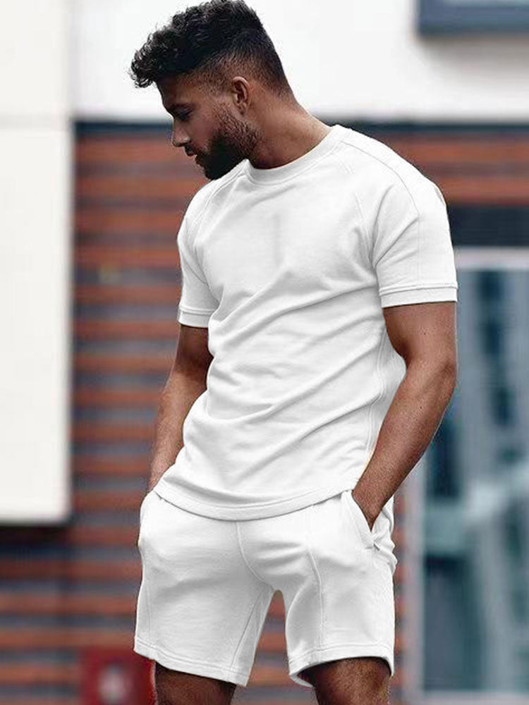 Men's T-Shirt and Shorts Set Slim Fit Cotton - Casual Wear