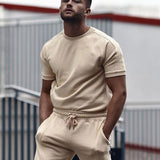 Men's T-Shirt and Shorts Set Slim Fit Cotton - Casual Wear