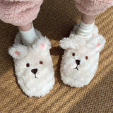 Women's Plush Bear Design Slip-On Slippers - Indoor Wear