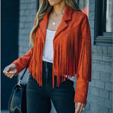 Women's Fringe Jacket Rust Faux Suede - Casual Western Wear