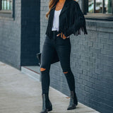 Women's Fringe Jacket Rust Faux Suede - Casual Western Wear