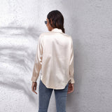 Women's Button-Down Satin Shirt - Office Wear