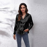 Women's Button-Down Satin Shirt - Office Wear