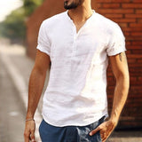 Men's Tunic Shirt Lace-Up Neck Long Sleeve - Casual Wear