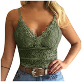 Women's Floral Lace Bralette V-Neck Crop Top - Casual Wear
