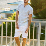 Men's Tunic Shirt Lace-Up Neck Long Sleeve - Casual Wear