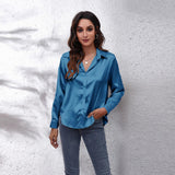 Women's Button-Down Satin Shirt - Office Wear