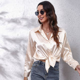 Women's Button-Down Satin Shirt - Office Wear