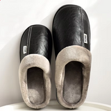 Men's Clog Slippers Textured Faux Fur Trim - Indoor House Wear