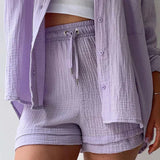 Women's Oversized Breathable Two Piece Set - Summer Casual Wear