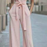 Women's Sleeveless Jumpsuit Belted Wide-Leg - Modern Evening Wear
