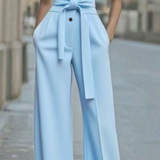 Women's Sleeveless Jumpsuit Belted Wide-Leg - Modern Evening Wear