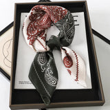 Women's Silk Satin Square Paisley Scarf - Versatile Work & Hair Accessory