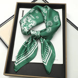 Women's Silk Satin Square Paisley Scarf - Versatile Work & Hair Accessory
