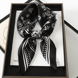 Women's Silk Satin Square Paisley Scarf - Versatile Work & Hair Accessory