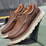 Men's Slip On Loafers Contrast Stitching Thick Sole - Daily Casual Wear