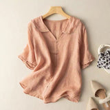 Women's Blouse Peter Pan Collar Scalloped Trim - Casual Wear