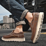 Men's Slip On Loafers Contrast Stitching Thick Sole - Daily Casual Wear