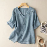 Women's Blouse Peter Pan Collar Scalloped Trim - Casual Wear