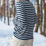Women's Long Sleeve Shirt Striped Crew Neck - Casual Everyday Wear