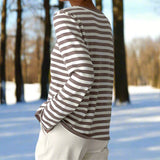 Women's Long Sleeve Shirt Striped Crew Neck - Casual Everyday Wear