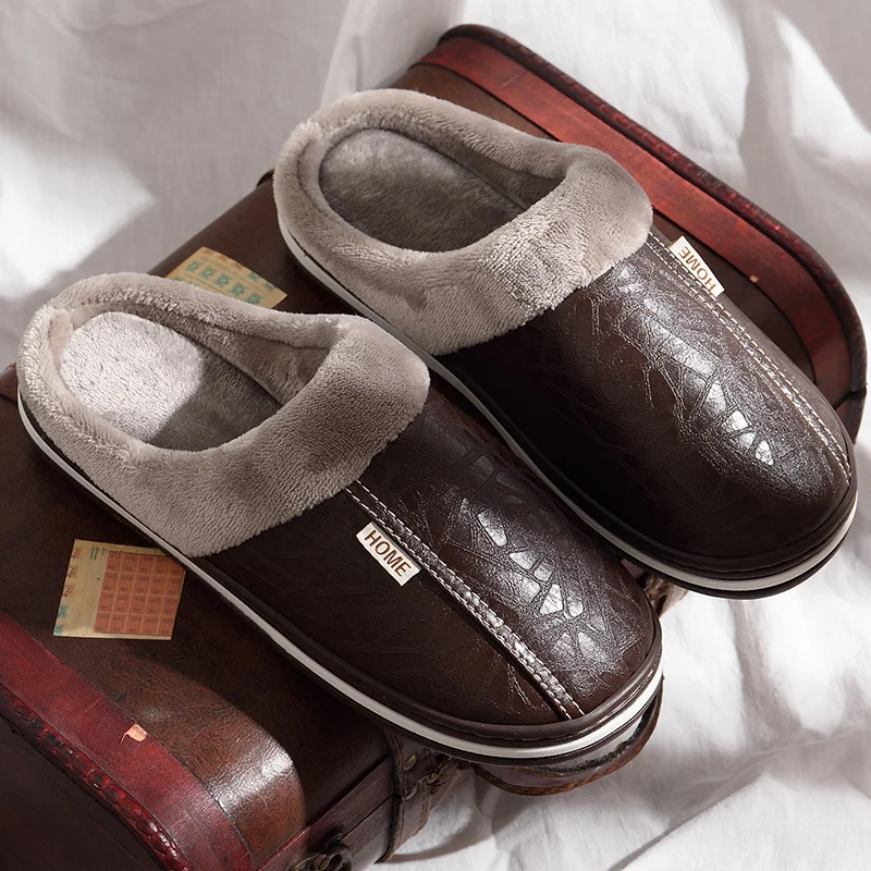Men's Clog Slippers Textured Faux Fur Trim - Indoor House Wear