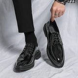 Men's Derby Shoes Patent-Finish Lace-Up - Black Tie Event