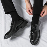 Men's Derby Shoes Patent-Finish Lace-Up - Black Tie Event
