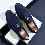 Men's Slip-On Loafers Suede-Finish Metal Buckle - Formal Evening Wear