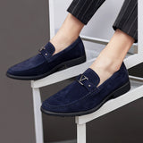 Men's Slip-On Loafers Suede-Finish Metal Buckle - Formal Evening Wear