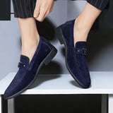 Men's Slip-On Loafers Suede-Finish Metal Buckle - Formal Evening Wear