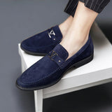 Men's Slip-On Loafers Suede-Finish Metal Buckle - Formal Evening Wear