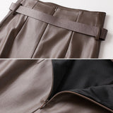 Women's Midi Skirt Belted Cargo Pocket - Professional Chic