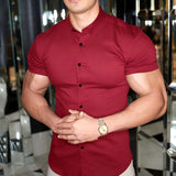 Men's Dress Shirt Slim Fit Short Sleeve - Office Wear