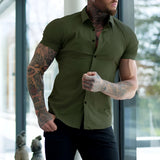 Men's Dress Shirt Slim Fit Short Sleeve - Office Wear