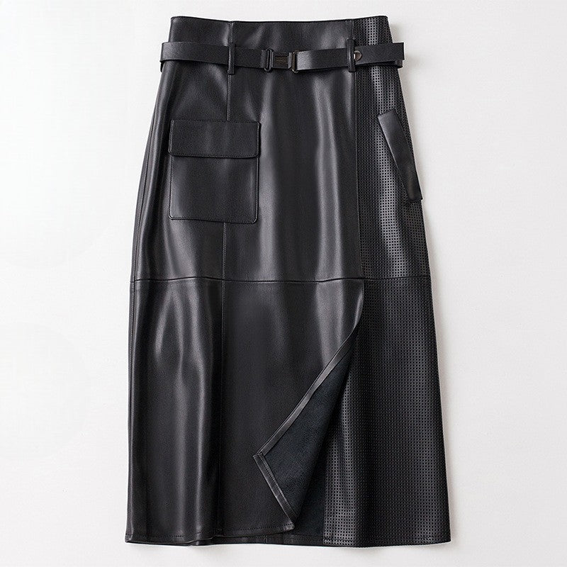Women's Midi Skirt Belted Cargo Pocket - Professional Chic